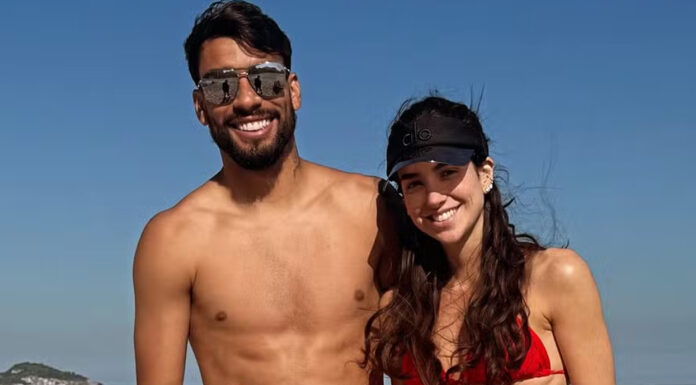 Lucas Paquetá, Duda Fournier e os filhos curtem dia de praia: ‘Looks combinando,