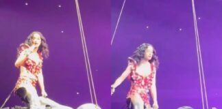 Katy Perry quase cai durante “voo” sobre o público durante show; veja