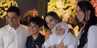 Zezé Di Camargo e Graciele celebram batizado da filha Clara: ‘Vestido tradicional’