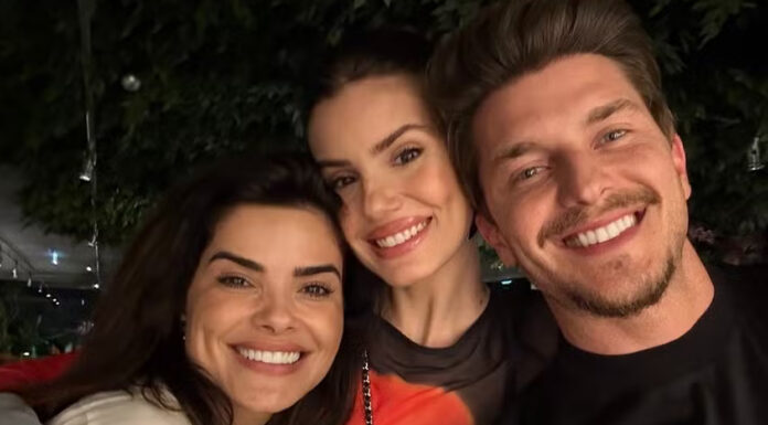 Vanessa Giácomo registra encontro com Camila Queiroz e Klebber Toledo em Lisboa