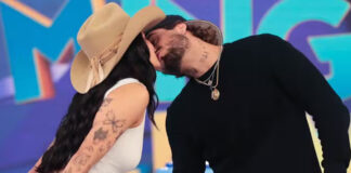 Ana Castela e Zé Felipe trocam beijo em gravação do Domingo Legal: ‘Juntos!’