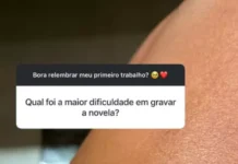 Bella Campos mostra mordida de jacaré ao dizer ‘maior dificuldade em gravar novela’; veja