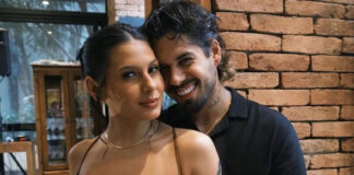 Ana Castela e Zé Felipe vão a casamento de amiga da cantora e posam grudadinhos