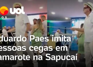 Veja Vídeo – Eduardo Paes imita pessoas com deficiência visual em camarote na Sapucaí; veja