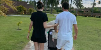 Camila Queiroz curte passeio de domingo com Klebber Toledo e a filha: ‘Minha família’