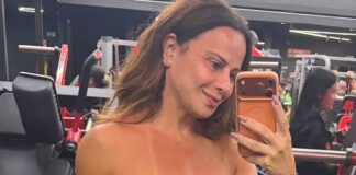 Viviane Araújo acorda cedo para treino e exibe shape definido na academia: ‘Fitness’
