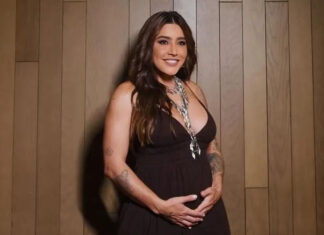 Lauana Prado mostra bebê chutando na barriga e declara: ‘Meu jogador favorito’