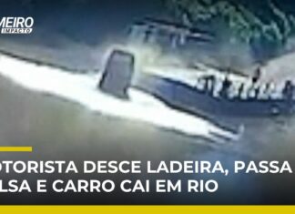 Veja Vídeo – Flagra: carro perde controle, atravessa balsa e cai em rio no Rio Grande do Sul