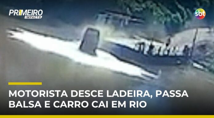 Veja Vídeo – Flagra: carro perde controle, atravessa balsa e cai em rio no Rio Grande do Sul