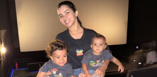 Ary Mirelle leva filhos ao cinema pela primeira vez para assistir Toy Story 5