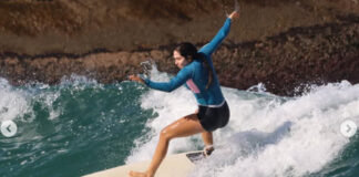 Carol Portaluppi relata susto durante surftrip em Ubatuba: ‘Ondas grandes’