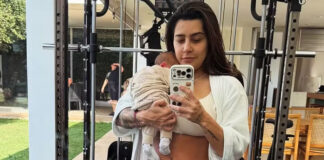 Lauana Prado leva filho recém-nascido para conhecer sua academia: ‘Do lado de fora’